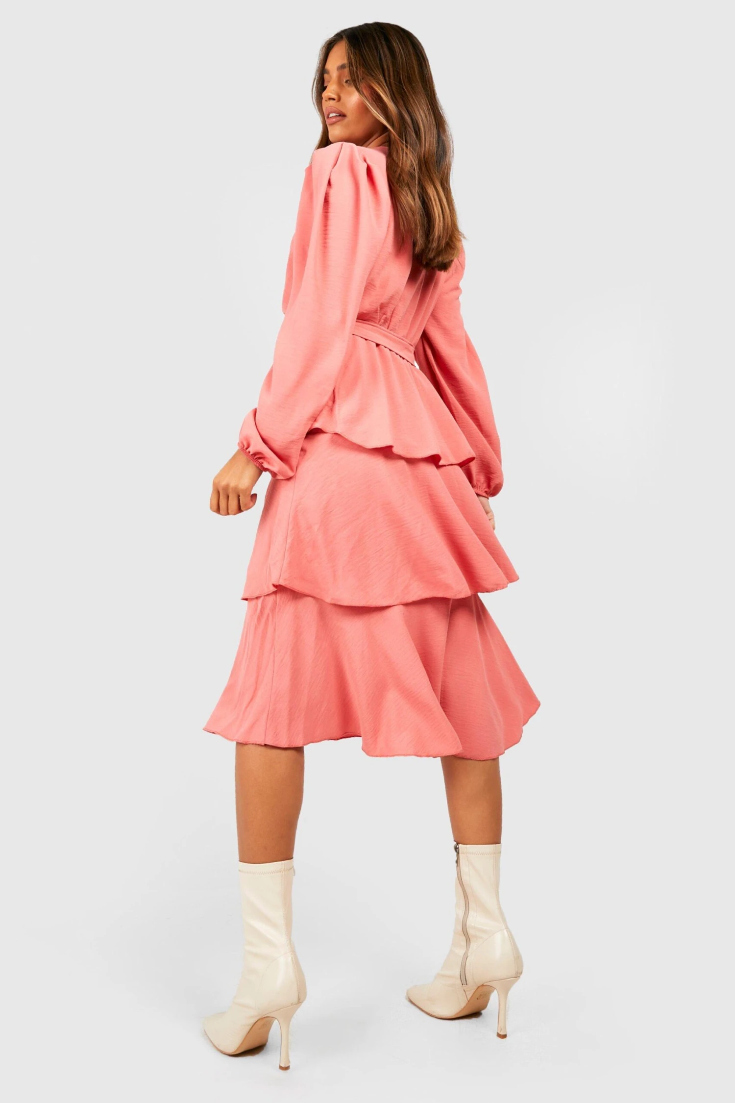 Vestito Skater Midi A Maniche Lunghe Con Balze E Volant 2 Vestito Skater Midi A Maniche Lunghe Con Balze E Volant - immagine 2