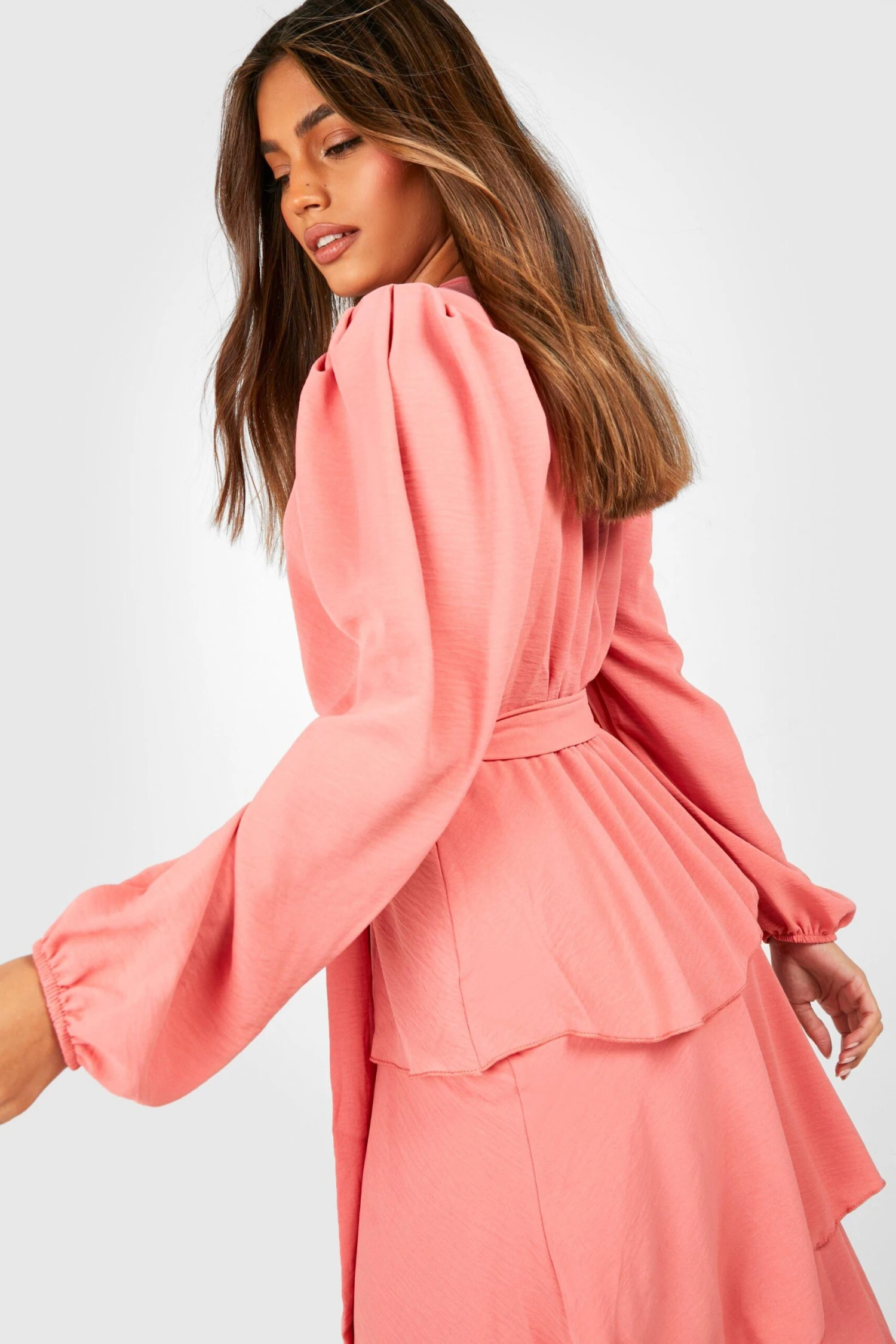 Vestito Skater Midi A Maniche Lunghe Con Balze E Volant 4 Vestito Skater Midi A Maniche Lunghe Con Balze E Volant - immagine 4