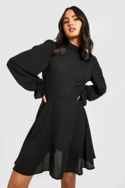 Vestito Skater A Collo Alto In Chiffon -Negozio al dettaglio Vestiti gzz33154 black xl 2