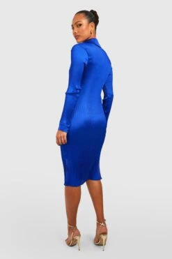 Vestito Camicia Midi Plissettato In Raso 5 Vestito Camicia Midi Plissettato In Raso -Negozio al dettaglio Vestiti gzz33159 cobalt xl 1