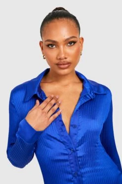 Vestito Camicia Midi Plissettato In Raso 7 Vestito Camicia Midi Plissettato In Raso -Negozio al dettaglio Vestiti gzz33159 cobalt xl 3