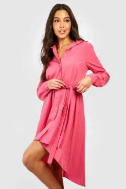 Vestito Camicia Con Cintura E Fondo Asimmetrico -Negozio al dettaglio Vestiti gzz33170 hot20pink xl 2