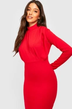 Vestito Midi A Collo Alto Con Pieghe -Negozio al dettaglio Vestiti gzz33202 red xl 3