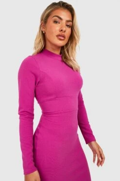 Vestito Midi A Collo Alto Con Maniche Lunghe -Negozio al dettaglio Vestiti gzz33225 magenta xl 3
