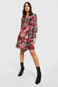 Vestito Scaldacuore Stile Skater Con Stampa Di Rose -Negozio al dettaglio Vestiti gzz33454 black xl 2