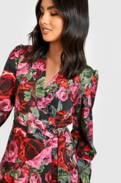 Vestito Scaldacuore Stile Skater Con Stampa Di Rose -Negozio al dettaglio Vestiti gzz33454 black xl 3