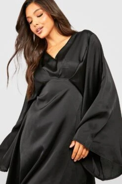 Vestito Skater Midi In Raso Con Maniche A Kimono -Negozio al dettaglio Vestiti gzz33483 black xl 3