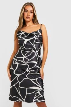 Vestito Pull-on Midi In Raso Con Stampa -Negozio al dettaglio Vestiti gzz33499 black xl 2