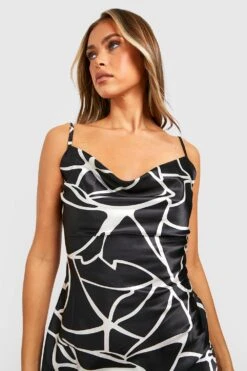 Vestito Pull-on Midi In Raso Con Stampa -Negozio al dettaglio Vestiti gzz33499 black xl 3