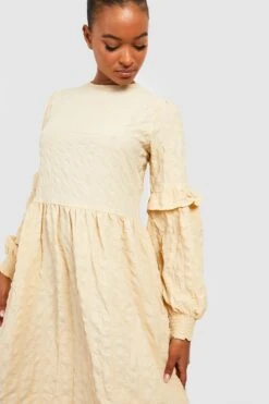 Vestito A Trapezio Tall Con Trama E Maniche Lunghe -Negozio al dettaglio Vestiti gzz33635 stone xl 2