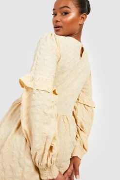 Vestito A Trapezio Tall Con Trama E Maniche Lunghe -Negozio al dettaglio Vestiti gzz33635 stone xl 3