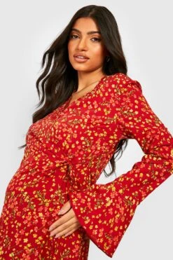 Vestito Pull-on Midi Premaman A Fiori -Negozio al dettaglio Vestiti gzz33648 red xl 3