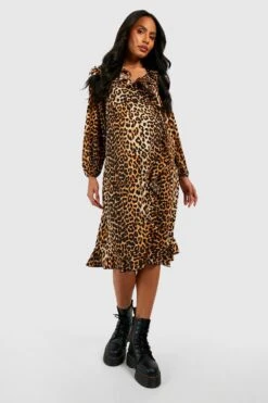 Vestito Grembiule Premaman Con Volant -Negozio al dettaglio Vestiti gzz33659 leopard xl 2