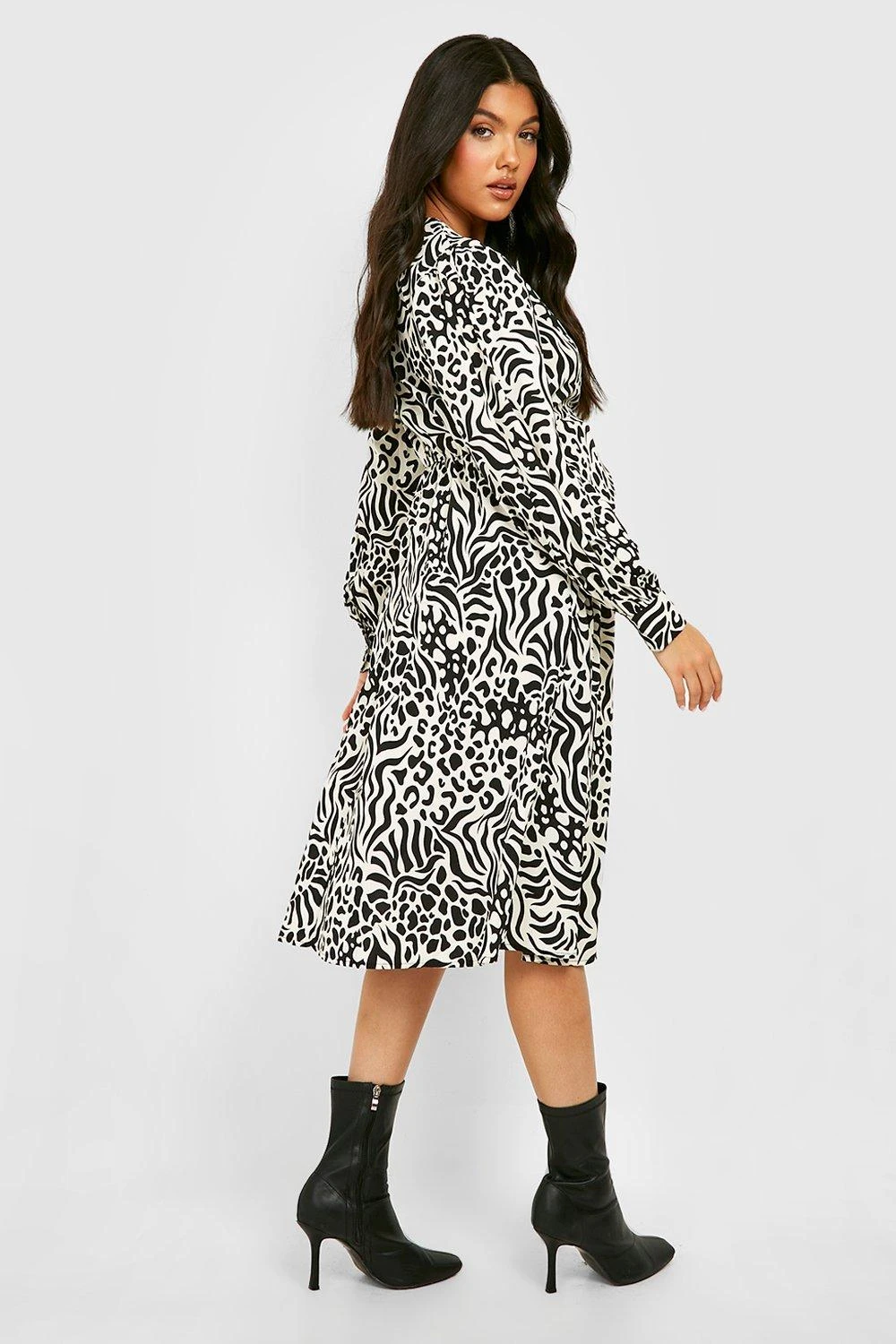 Vestito Midi Skater Classico Premaman Con Stampa 2 Vestito Midi Skater Classico Premaman Con Stampa - immagine 2