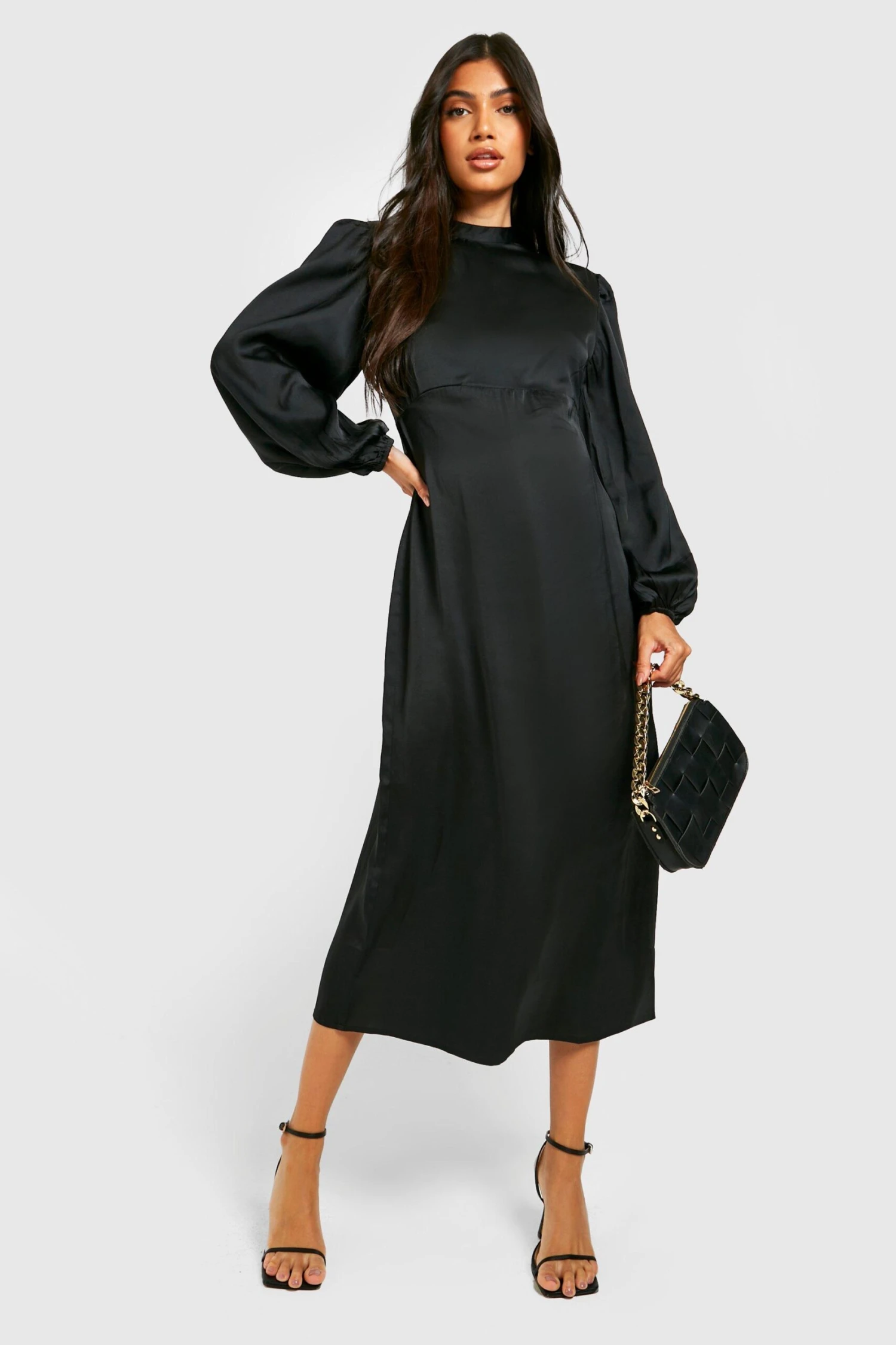 Vestito Longuette Premaman Classico Aperto Sul Retro In Raso 1 Vestito Longuette Premaman Classico Aperto Sul Retro In Raso