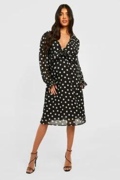 Vestito Midi Premaman Classico In Chiffon Con Volant E Stampa -Negozio al dettaglio Vestiti gzz33684 black xl 3