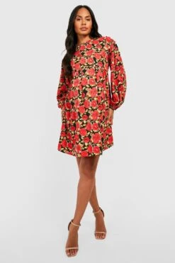 Vestito Scaldacuore Midi Premaman Con Stampa A Fiori -Negozio al dettaglio Vestiti gzz33748 black xl 2