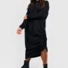 Vestito Midi In Maglia Plus Size Oversize Con Ruches Laterali