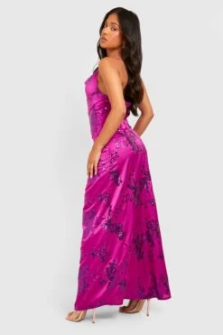 Vestito Maxi Plus Size In Raso Decorato Con Paillettes -Negozio al dettaglio Vestiti gzz33864 purple xl 1