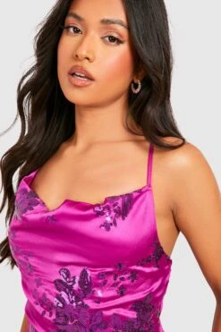 Vestito Maxi Plus Size In Raso Decorato Con Paillettes -Negozio al dettaglio Vestiti gzz33864 purple xl 3