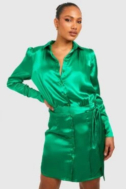 Vestito Camicia Con Spalline Imbottite -Negozio al dettaglio Vestiti gzz33905 green xl 2