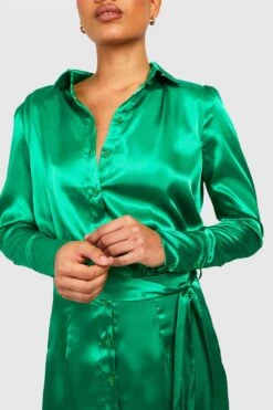 Vestito Camicia Con Spalline Imbottite -Negozio al dettaglio Vestiti gzz33905 green xl 3