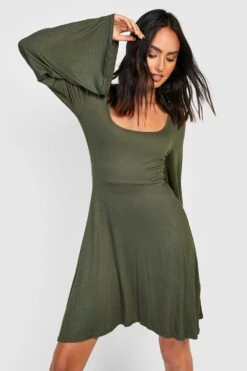 Vestito Skater Con Maniche Svasate 6 Vestito Skater Con Maniche Svasate -Negozio al dettaglio Vestiti gzz33914 khaki xl 2