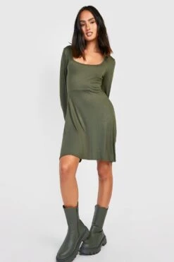 Vestito Skater Con Maniche Svasate 7 Vestito Skater Con Maniche Svasate -Negozio al dettaglio Vestiti gzz33914 khaki xl 3