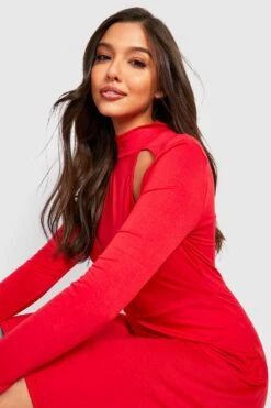 Vestito Skater A Maniche Lunghe Con Scollo Cut-out 7 Vestito Skater A Maniche Lunghe Con Scollo Cut-out -Negozio al dettaglio Vestiti gzz33916 red xl 3