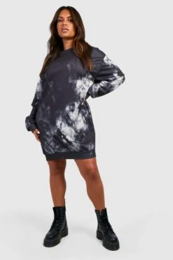 Vestito In Felpa Plus Size In Fantasia Tie Dye 7 Vestito In Felpa Plus Size In Fantasia Tie Dye -Negozio al dettaglio Vestiti gzz34046 charcoal xl 3