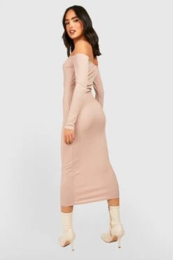 Vestito Longuette A Coste Con Spalle Scoperte 5 Vestito Longuette A Coste Con Spalle Scoperte -Negozio al dettaglio Vestiti gzz34111 stone xl 1