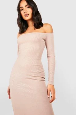 Vestito Longuette A Coste Con Spalle Scoperte 6 Vestito Longuette A Coste Con Spalle Scoperte -Negozio al dettaglio Vestiti gzz34111 stone xl 2