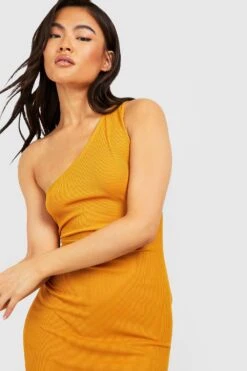 Vestito Longuette Monospalla A Coste -Negozio al dettaglio Vestiti gzz34115 mustard xl 3