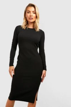 Vestito Midi A Girocollo Con Spacco -Negozio al dettaglio Vestiti gzz34145 black xl 2