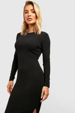 Vestito Midi A Girocollo Con Spacco -Negozio al dettaglio Vestiti gzz34145 black xl 3