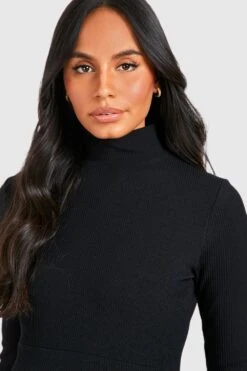 Vestito Midi Premaman A Coste Effetto Goffrato Con Collo A Imbuto -Negozio al dettaglio Vestiti gzz34228 black xl 3