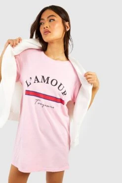 Vestito T-shirt Oversize Con Slogan L’Amour -Negozio al dettaglio Vestiti gzz34344 light20pink xl 2