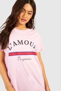 Vestito T-shirt Oversize Con Slogan L’Amour -Negozio al dettaglio Vestiti gzz34344 light20pink xl 3
