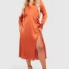 Vestito Longuette Plus Size In Raso