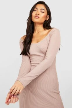 Vestito Longuette A Coste Modellanti Con Spalle Scoperte 7 Vestito Longuette A Coste Modellanti Con Spalle Scoperte -Negozio al dettaglio Vestiti gzz34600 stone xl 3