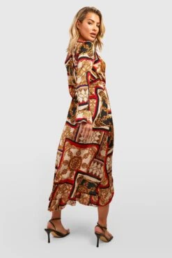 Vestito Scaldacuore Midi In Raso Con Stampa Di Catene E Arricciature 5 Vestito Scaldacuore Midi In Raso Con Stampa Di Catene E Arricciature -Negozio al dettaglio Vestiti gzz34618 black xl 1