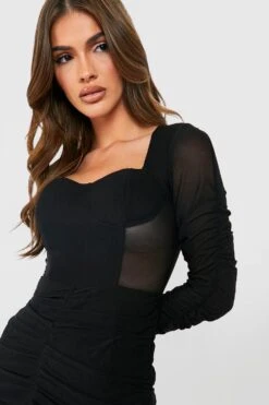 Vestito Fasciante In Rete Con Ruches -Negozio al dettaglio Vestiti gzz34626 black xl 3