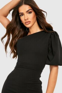 Vestito Midi Asimmetrico Con Maniche A Sbuffo -Negozio al dettaglio Vestiti gzz34630 black xl 3