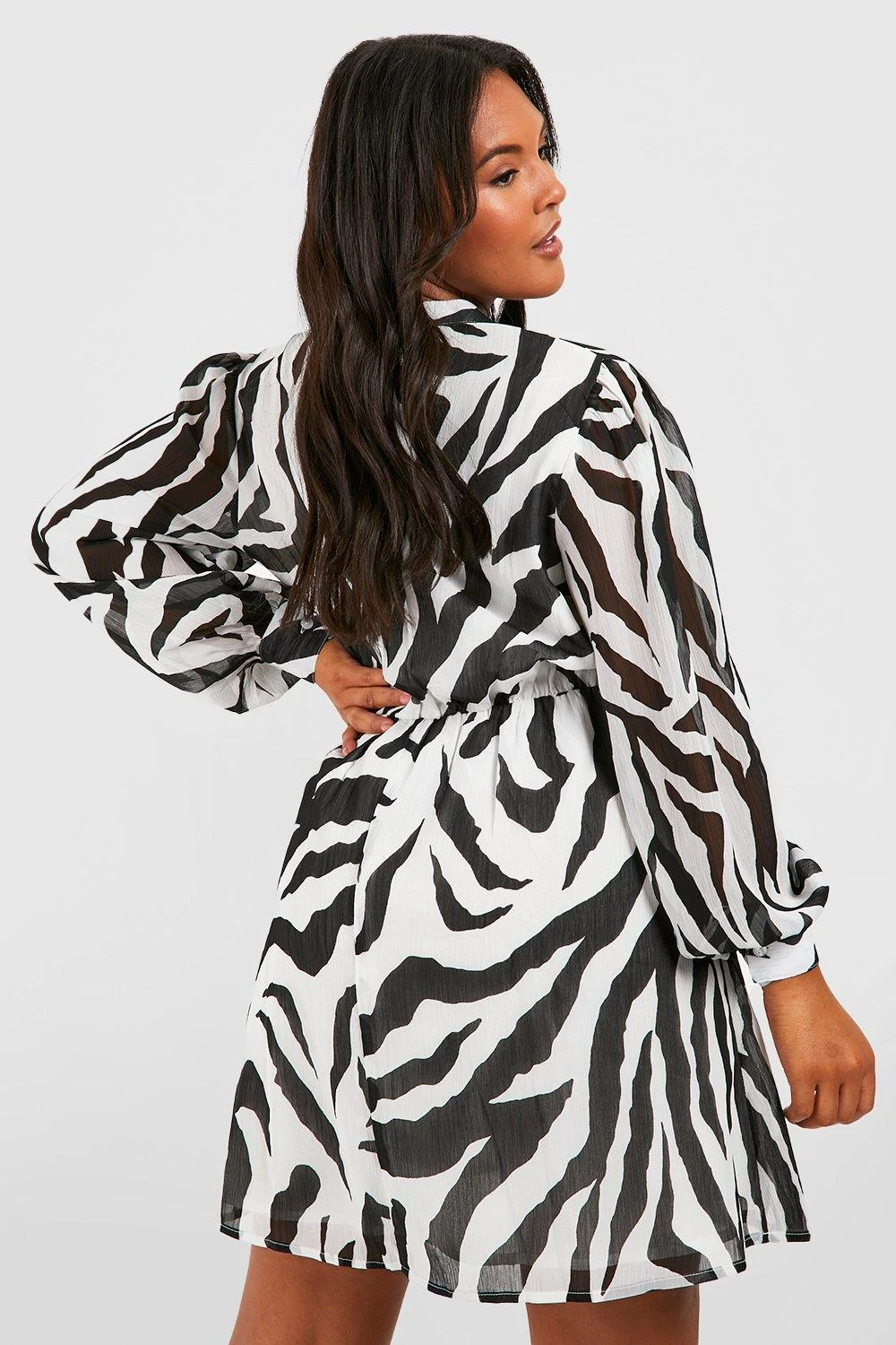 Vestito Skater Plus Size In Chiffon Con Stampa 2 Vestito Skater Plus Size In Chiffon Con Stampa - immagine 2