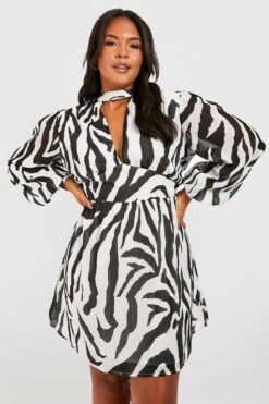 Vestito Skater Plus Size In Chiffon Con Stampa 6 Vestito Skater Plus Size In Chiffon Con Stampa -Negozio al dettaglio Vestiti gzz34698 black xl 2