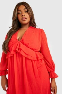 Vestito Skater Plus Size In Chiffon Con Stampa -Negozio al dettaglio Vestiti gzz34700 red xl 3
