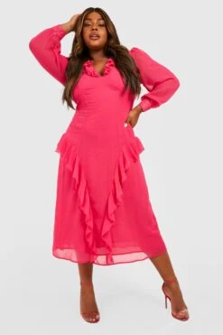 Vestito Longuette Plus Size Con Arricciature -Negozio al dettaglio Vestiti gzz34702 hot20pink xl 2