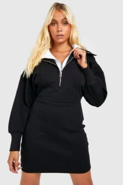 Vestito In Felpa Su Due Livelli Con Zip Corta -Negozio al dettaglio Vestiti gzz34718 black xl 3