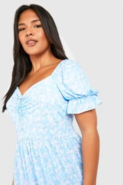 Vestito Maxi Plus Size In Jersey A Fiori Piccoli -Negozio al dettaglio Vestiti gzz34874 sky xl 3