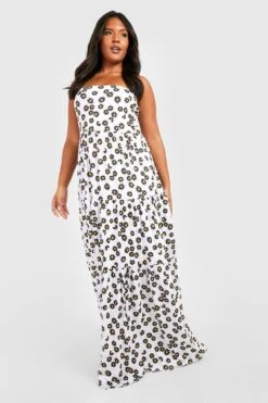 Vestito Maxi Plus Size In Jersey Con Stampa Di Margherite E Balze -Negozio al dettaglio Vestiti gzz34875 ivory xl 2